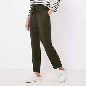 LOFT: Tie-Waist Olive Tapered Pants